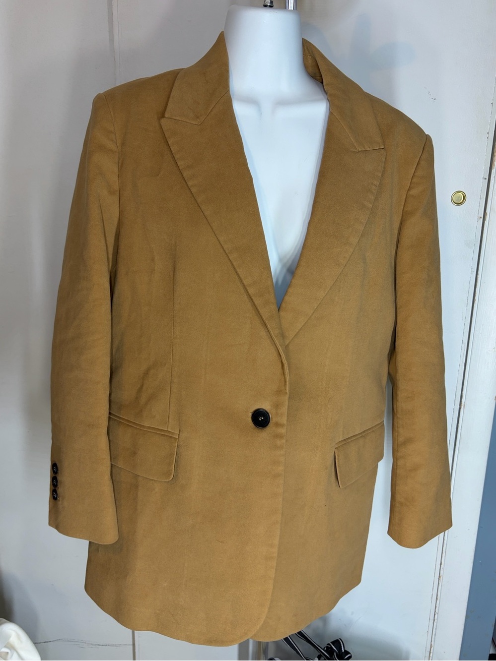 Size 36 US 4 Small Maje Camel Single Breasted Blazer Jacket Coat Tailored